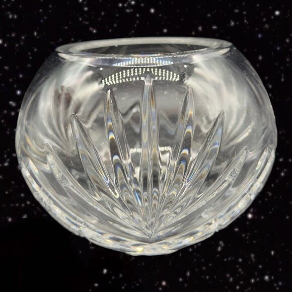 Wedgwood Clear Crystal Glass Rose Bowl Hand Made In England Decorated Marked 4”T - Picture 10 of 11